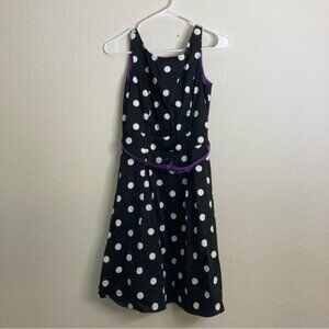 White House Black Market Polkadot Dress - Black/White/Purple - Size 0